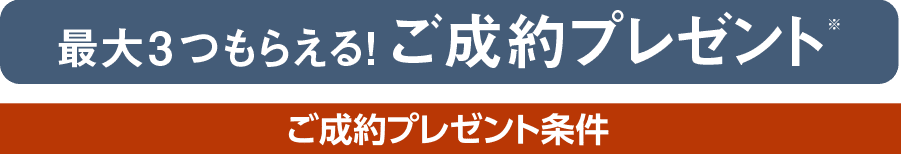 最大3つもらえる!ご成約プレゼント ご成約プレゼント条件