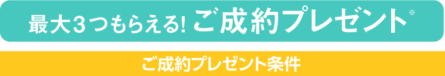 最大3つもらえる!ご成約プレゼント ご成約プレゼント条件